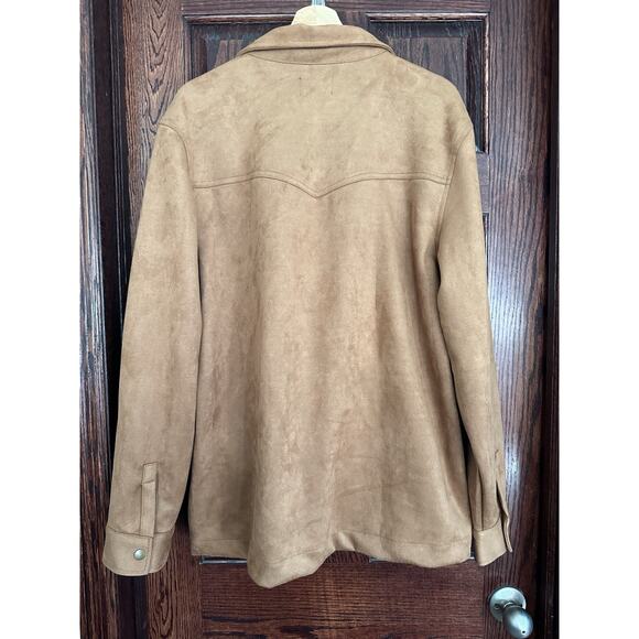 Frye faux suede Shacket Men’s Size M Soft Western Light Tan Coat Button Up - Picture 2 of 3